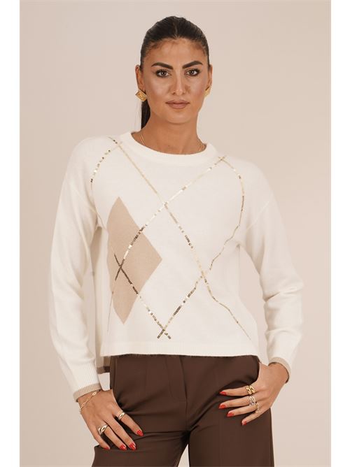Maglia con dettagli in paillettes Luckylu Milano | MA26ANWHITE